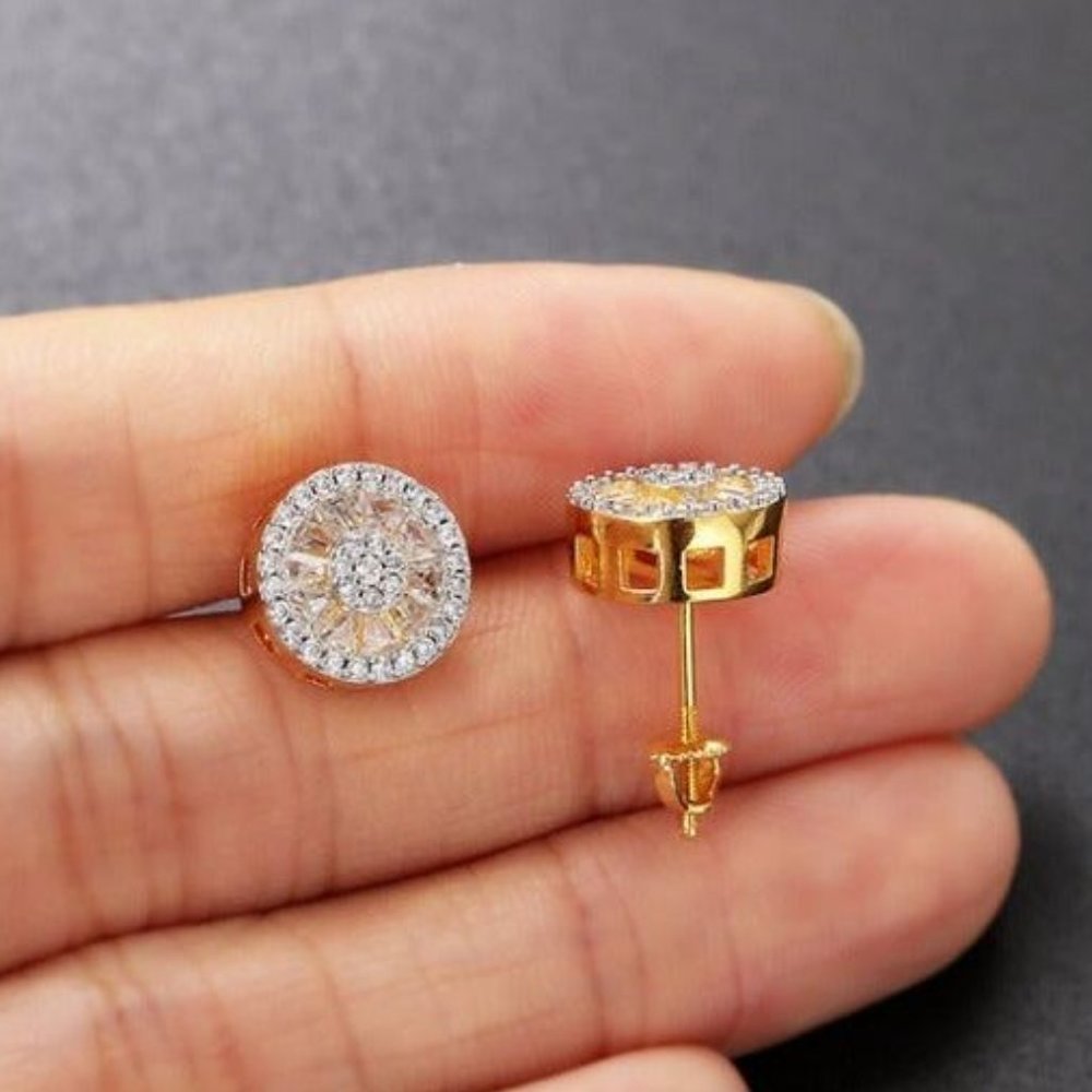 Womens 2ct Diamond Screw On Earrings 18K Gold Studs Round Stud 18 K Jewelry NEW - Picture 4 of 7